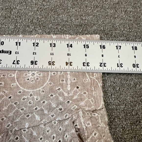 Sundance Linen Cotton Beige Eyelet Cropped Wide Leg Pants Women's Size Medium - Picture 4 of 6